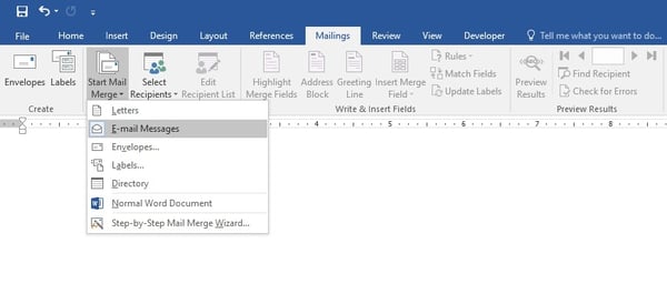 Mail merge in MS Word