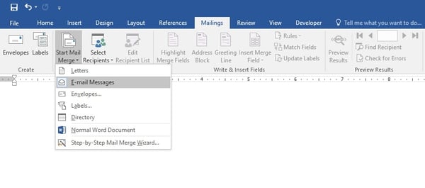 Mail merge in MS Word