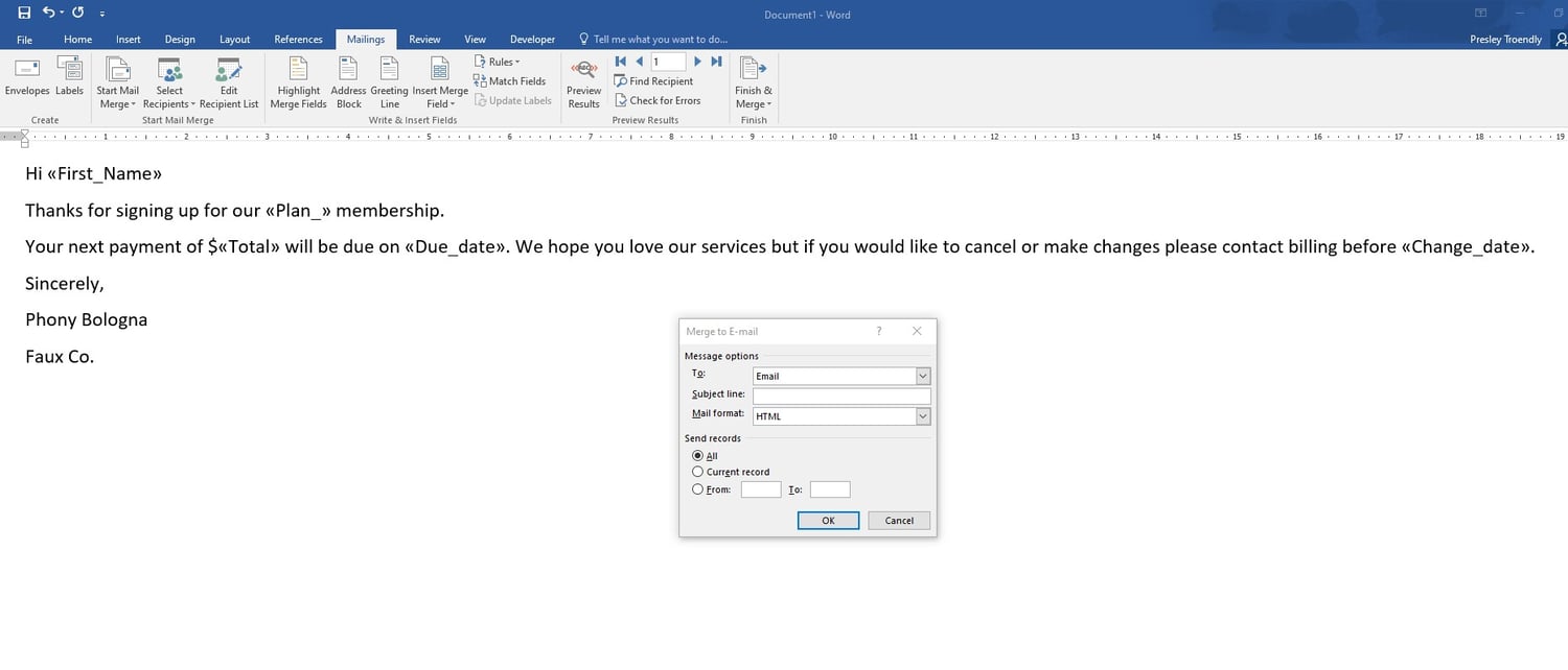 How to Send Mass Emails With Mail Merge Word