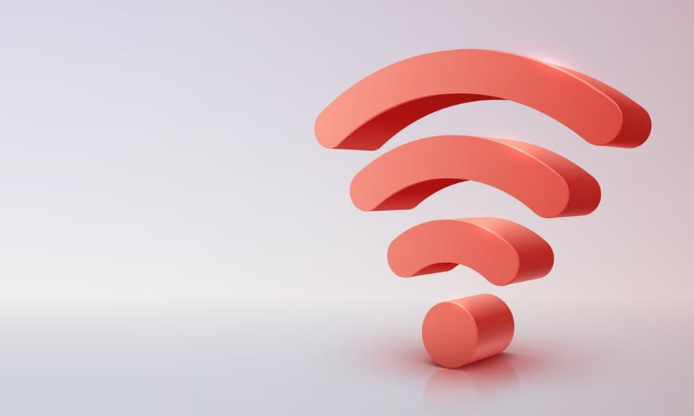 The image displays a wireless icon with all bars active in a 3D graphic where the icon is a soft orange on a white background.  
